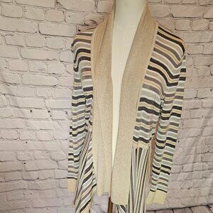 White House Black Market Striped Longline Cardigan